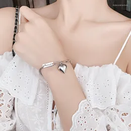 Charm Bracelets Punk Vintage Large Love Heart Pendant Bracelet For Women Men Simple 2023 Trend Jewelry Gift