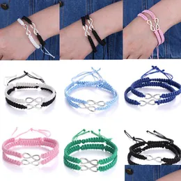 Charm armband 2st handgjorda infinity flätade kit armband set vänskap nummer kärlek par mode smycken droppleverans dh17w