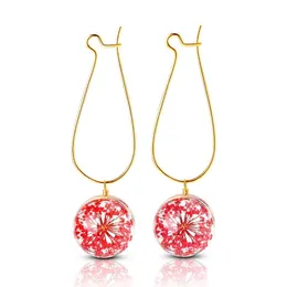 Charm Fashion Summer Flower Earring Woman Dried Flowers Earrings Glass Ball Pressed Dangle Earing Jewelry Gift Wholesale Drop Deliver Dhzxu