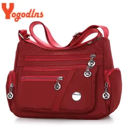 Yogodlns mode kvinnor axel messenger väska vattentät nylon oxford crossbody väska handväskor stora kapacitet resväskor handväska