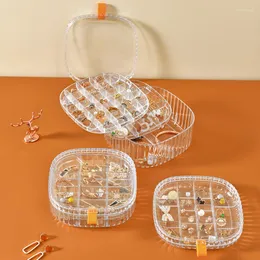 Storage Bottles Double Layer Transparent Jewelry Box Earrings Ring Portable For