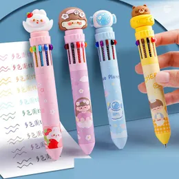 PCS/LOT CARTOON BEAR Animal 10 Colors Ballpoint Pen Cute Press 0,5 mm Ball PenS Office School Writing Supplies