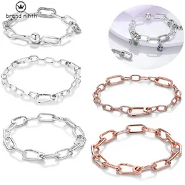 Argento 925 per pandora charms gioielli perline ciondolo fai da te MULA Me serie braccialetto a catena a maglie