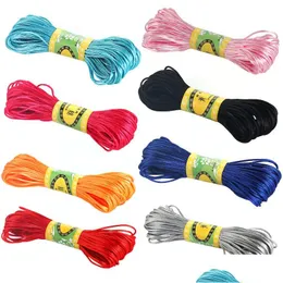 Cord Wire Mticolor Diy Polyester Thread 20M 1Mm Perfect For Bracelets Necklaces Chinese Knots Drop Delivery Jewelry Findings Compon Dh84M