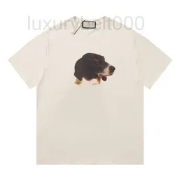 Herrt-shirts designer 2023ss sommar ny stor hund bröstmönster trend avslappnad mångsidig lös och kvinnors korta ärm t-shirt 6nou