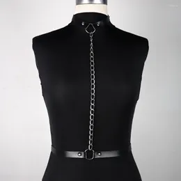 Garters UYEE Women Sexy Leather Chest Harness Body Bondage Cage Gothic Bridal Garter Belt Erotic Suspender Bra BDSM Lingerie