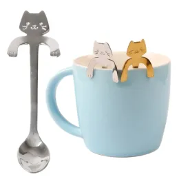 Edelstahl Kaffee Scoops Schöne Katze Hängen Kaffeetasse Löffel Eis Dessert Teelöffel Kreative Hängen Scoop Geschirr JN10