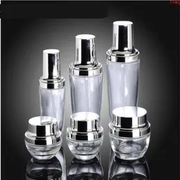 30/50G Clear Glass Cream Jar Refillable Bottles Bottle With Press Pump Lotion Pot 30 ml 50 ml Kosmetisk dropparflaskhög Qty Pnlmx