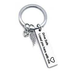 Key Rings Engraved Keychain Stainless Steel Ring Never Drive Faster Than Your Angel Can Fly Stamped Chains Jewelry Drop Delivery Dhcht