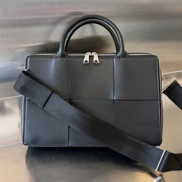 10A Top-level Replication BV's Arco Men's Handbag Briefcases Intreccio Woven Cowhide Crossbody bag Real Leather Zipper Handbag Luxury Totes Bag Free Shipping VV059