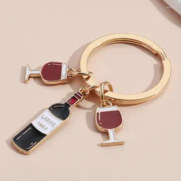 Keychains Creative Wine Bottle Glass Keychain Resin Simulation Mini Ring Bar Feminine Girl Friend Key Chain Mother's Day Gift