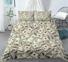 Bedding sets 3D Modern Set Dollar Motif Printed Duvet Cover Vivid Comforter 2 3 Pieces Money Maths Pattern Funny Bed 230609