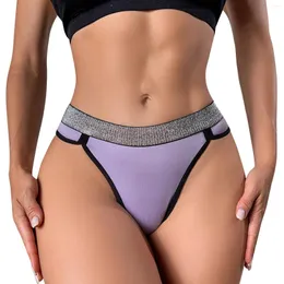Women's Panties Women's Seamless Thong Belt Diamond Color Matching Low Rise Underwear Latex