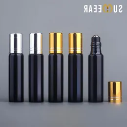 50Pcs/Lot 10ml Mini Empty Essential Oil Bottles Portable Refillable Black UV Glass Perfume Bottle Roll On Vial Iqnmm