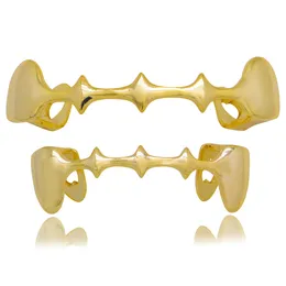 Hip Hop Rapper braces Dental Teeth Grillz 18K electroplated copper Irregular braces vampire fangs Halloween jewelry Grills 1308