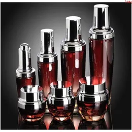 300x 50g Vaso di crema di vetro rosso Bottiglie ricaricabili Bottiglia con pompa a pressione Vaso per lozione 30ML 50ml Flacone contagocce cosmeticoalta quantità Ehggm