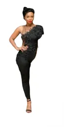 Сексуальные черные прозрачные иллюзии платья для комбинезонов вечерние ношение африканские арабские кружевные приспособленные платья с бисером с бисером и размер формальное платье
