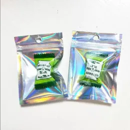 Mini sacos de embalagem com holograma, 6*10cm, 100 peças, frontal, transparente, amplamente, sacos para embalagem de presente, com alta lonmp