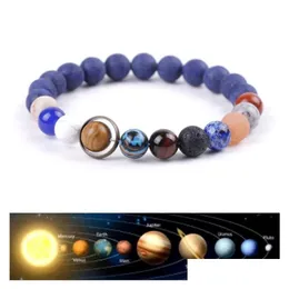 Pärlstav åtta planeter armband strängar natursten universum solsystem yoga armband för män kvinnor smycken droppleverans dhwba