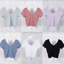 نساء اليوغا الرياضة القمصان القصيرة الشهيرة للياقة مثيرة Sexy Tech Tech مرنة V-Neck Tshirt الجري سيدة أعلى تنفس قميص تي شيرت ضيقة دبابة ضيقة