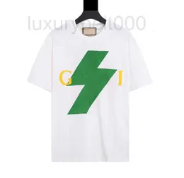 Herren-T-Shirts Designer 2023SS Neues Blitz-Buchstabenmuster Lässiger vielseitiger Rundhalsausschnitt Lose OS-Version und Damen-T-Shirt HZLH