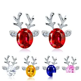 Stud Christmas Reindeer Earring Cute Three Nsional Crystal Orecchini Regali per bambini Rosso Blu Rosa Bianco Colori Drop Delivery all'ingrosso Ebreo Dh38Q