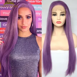Кружевные парики Vogue Queen Lilac Purple Synthetic Front Wig Hightemploy Fiber Cosplay для женщин 230609