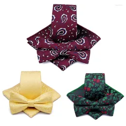 Bow Ties Ricnais Fashion Men's 6cm Print Tie Set Bowtie And Pocket Square Business Classic Wedding Gift Formal Occasions