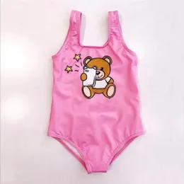 Summer Girls Cartoon Bear One-Pieces Bikini Swimsuit Kids Toddlers Bathing Suits Baby Girl Beach Swimwear Children Swimming Wear2145