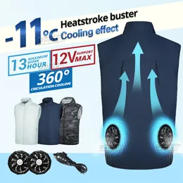 Tute da uomo Summer Fan Vest Gilet da uomo da donna Camping Ricarica USB Aria condizionata Abbigliamento Gilet di raffreddamento per lavori ad alta temperatura 230609