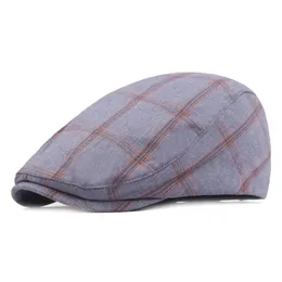 Men Women Cotton Plaid Beret Newsboy Ivy Hat Casual Flat Driving Golf Cabbie Caps Art Youth Cap Simple Forward Hat220m