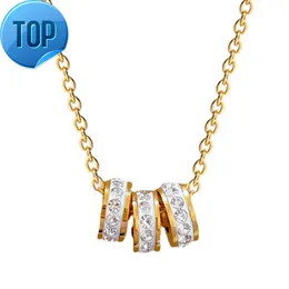 titanium steel Three-ring mud drill small man's waist minimalist real gold women's ins collarbone chain necklace