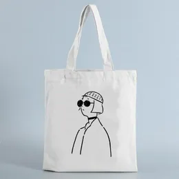 Shopping Bags Women Canvas Tote Bag Cartoon Character Pattern Reusable Eco Fashion Ladies Shopper 2023 Female Travel