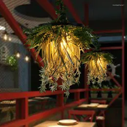 Pendantlampor 2023 Roman Simulering Vine Branches and Green Plants Light Music Restaurant Clothing Store Balkong Grass Art Chandelier