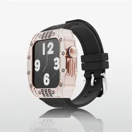 AP Mod Kit Bling Diamond Case per Apple Watch Series 8 7 6 5 SE Soft Silica Gel Band 44mm 45mm