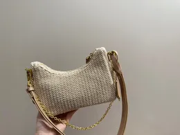 Spring/Summer new Bohemian lazy straw chain bag Braided hobo Shoulder Underarm bag Designer vacation effortless sexy