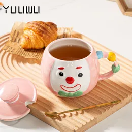 Cute Hand Drawn Circus Clown Ceramic Soup Mug With Lid With Lid ...