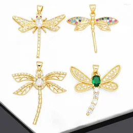 Pendant Necklaces OCESRIO Big Crystal Dragonfly For Necklace Copper Gold Plated CZ Insect Handmade DIY Jewelry Making Component Pdtb223