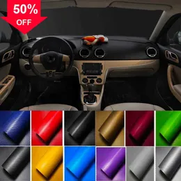 New 30x127cm 3D Carbon Fiber Car Stickers Roll Film Wrap Styling Motorcycle Decoration Vinyl Colorful DIY Decal Phone Laptop Cover