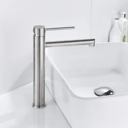 Bathroom Sink Faucets Tall Taps Stainless Steel Basin Mixer Tap Cloakroom Silver