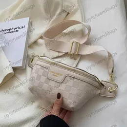 Designers Elegant Plaid PU Leather New Bags For Women Waist Packs Stylish Fanny Pack Wide Strap Crossbody Chest Bag stylisheendibags