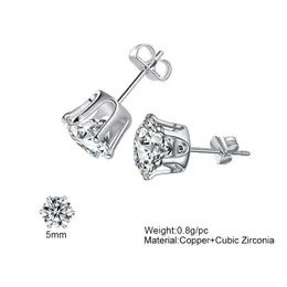 Stud M8Mm Brincos de cristal para mulheres Bohemian Round Crown Cz Zircon Ladies Girls Simated Diamond Jewelry Gift Drop Delivery Dhn6E