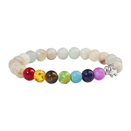 Perlen-Elefant-Charm-Armbänder, 7 Chakra-Naturstein-Perlenarmband, ätherisches Öl, Diffusor, Yoga, Drop-Lieferung, Schmuck Dhcja