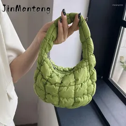 Evening Bags Small Casual Quilted Shoulder Bag For Women 2023 Trendy Handbags Designer Pleated Padded Underarm Tote Nylon Purses