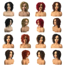 女性の巻き毛のかつらのゆるい波のかつら自然curly curly synthetic hat耐性編組フルウィッグと前髪