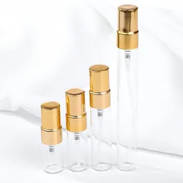 100pcs 2/3/5/10ml Empty Clear Spray Glass Atomizer Perfume Bottle With Aluminum Cap Refillable Parfum Vials Travel Wrxgk