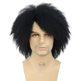 Synthetic Bombshell Wig for Man Big Loose Hair Yaki Straight Wig 1960s Costume Big Wigs for Men Rocker Wig Disco Partyfactory d