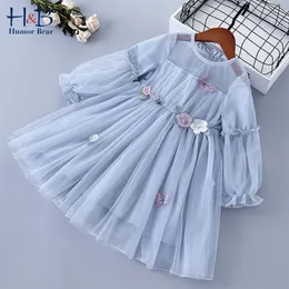 Mädchen Kleider Humor Bär Mädchen Kleid Frühling Herbst Langarm Cartoon Gedruckt Prinzessin Süße Mesh Garn Kinder Kleidung 230609