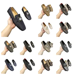 Luxury New Men Stylish Leather Splicing Metal Buckle Non-slip Slip-on Formal Designer Dress Shoes Luxury Comfy Business Loafers Outdoor Size 38-46