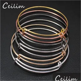 Bangle Wholesale 10Pcs/Lot Usa Fashion Diy Expandable Adjustable Bracelets For Women Men 50Mm 65Mm Size Wire Bracelet Drop Delivery J Dhtsz